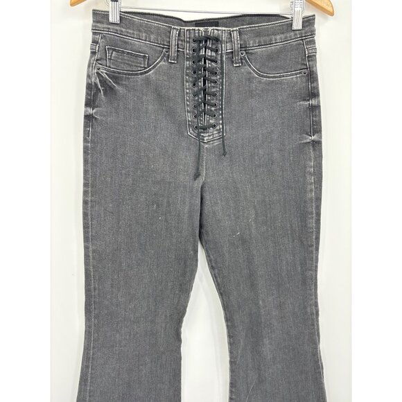 Hudson Bullocks High Waist Lace Up Flare Jeans Faded Black 31 - Picture 5 of 9